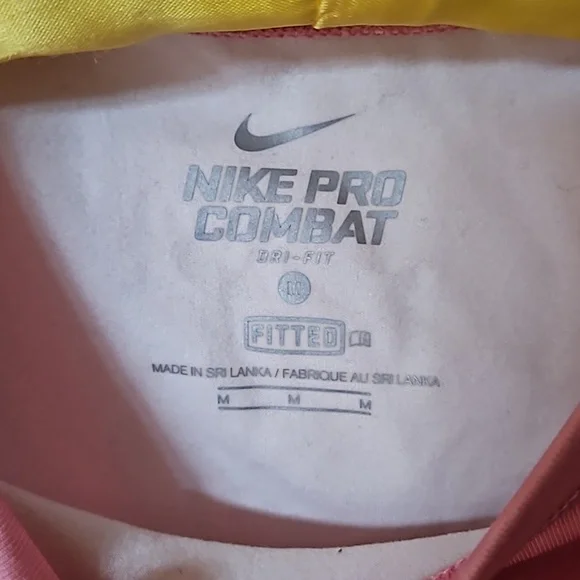 Nike Pro Combat Pink and White Fitted Athletic Shirt - Picture 2 of 3